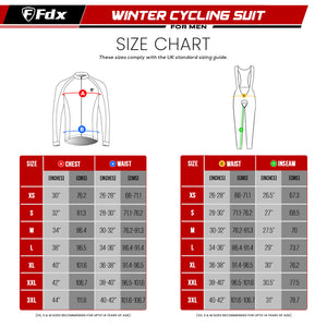 Fdx Men's & Boy's Set Equin Thermal Roubaix Long Sleeve Cycling Jersey & Bib Tights - Red