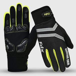 Fdx Black & Yellow Full Finger Cycling Gloves for Winter MTB Road Bike Reflective Thermal & Touch Screen - Dryrest