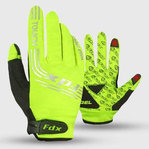 Fdx Black & Fluorescent Yellow Full Finger Cycling Gloves for Winter MTB Road Bike Reflective Thermal & Touch Screen - Subzero