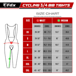 Fdx Gallop Blue Men's & Boy's Cycling Gel Padded 3/4 Bib Tights