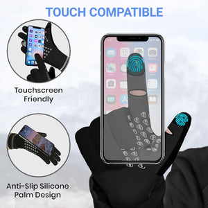 FDX Men’s & Women's Black Full Finger Winter Cycling Gloves - windproof warm padded mtb mitts touch screen compatible thermal anti-slip women waterproof racing