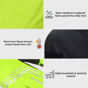 FDX Unisex Yellow Full Finger Winter Cycling Gloves - warm windproof anti-slip mtb padded unisex gloves, waterproof touch compatible women racing mitts
