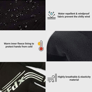 Unisex Black Full Finger Winter Cycling Gloves - windproof warm padded palm women mitts, cold weather waterproof touch sensitive thermal racing mtb