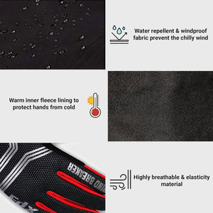 FDX Men’s & Women's Red & Black Full Finger Winter Cycling Gloves - windproof warm padded MTB mitts touch screen compatible thermal anti-slip women waterproof racing