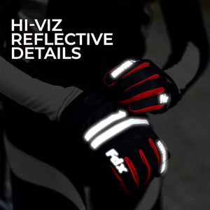 Unisex Red Full Finger Winter Cycling Gloves - windproof warm padded palm women mitts, cold weather waterproof touch sensitive thermal racing MTB