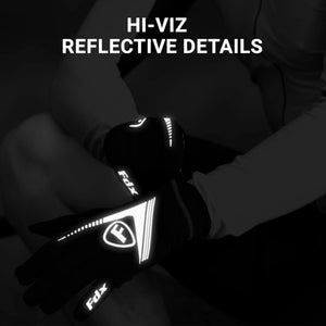 FDX Unisex Black Full Finger Winter Cycling Gloves - warm windproof anti-slip mtb padded unisex gloves, waterproof touch compatible women racing mitts
