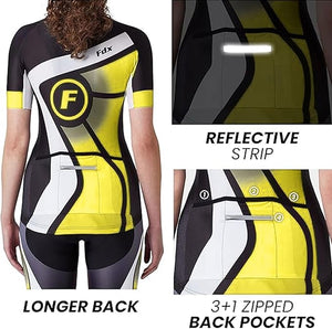 Fdx Signature Yellow Women's & Girl's Short Sleeve Summer Cycling Jersey