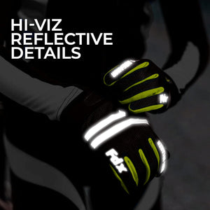 Unisex Green Full Finger Winter Cycling Gloves - windproof warm padded palm women mitts, cold weather waterproof touch sensitive thermal racing MTB