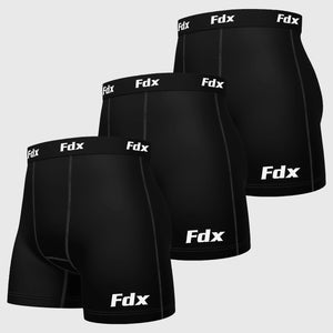 Fdx IT Black Men's & Boy's Compression Boxer Shorts Pack Of 3