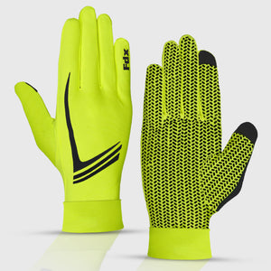 FDX Full Finger Winter Cycling Gloves Aero Yellow Gel padded, Velcro Strap, Silicon Gripper, Anti Slip, Reflective Details, Long Cuffs best for MTB, Road Cycling, Running & Hiking - UK