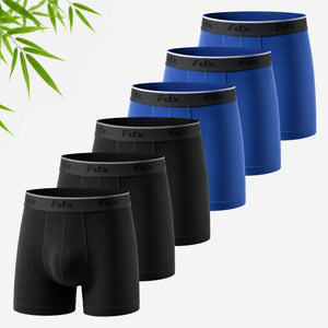 Men's Bamboo Boxer Shorts Pack of 6 Black/Navy
