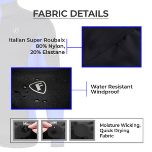 Fdx Mens Blue & Black Road Cycling Long Sleeve Jersey for Winter Roubaix Thermal Fleece Road Bike Wear Top Full Zipper, Pockets & Hi-viz Reflectors - Thermodream