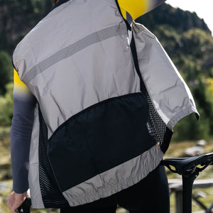 Fdx Men's Grey Storage Pockets Cycling Gilet Sleeveless Vest for Winter Clothing 360° Reflective, Lightweight, Windproof, Waterproof & Pockets