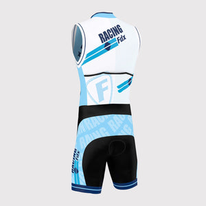 Fdx Mens Black & Blue Sleeveless Gel Padded Triathlon / Skin Suit for Summer Cycling Wear, Runnung & Swimming Half Zip - Core
