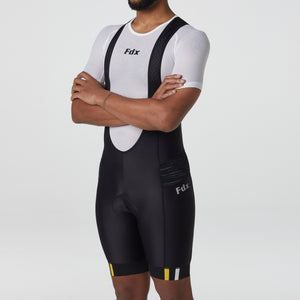 Fdx Mens Black & Yellow Short Sleeve Cycling Jersey & Gel Padded Bib Shorts Best Summer Road Bike Wear Light Weight, Hi-viz Reflectors & Pockets - Velos
