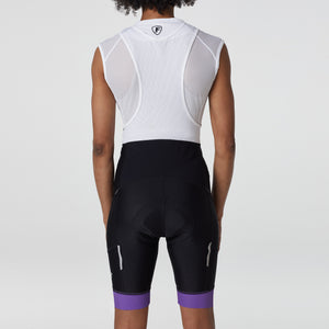 Fdx Womens Black & Purple Padded Cycling Bib Shorts For Summer Reflective details Best Outdoor Road Bike Short Length Bib - Essential