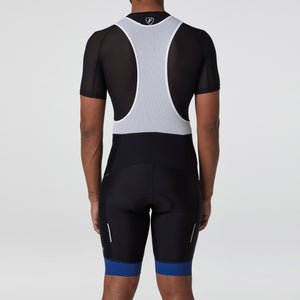 Fdx Mens Blue Short Sleeve Cycling Jersey & Gel Padded Bib Shorts Best Summer Road Bike Wear Light Weight, Hi-viz Reflectors & Pockets - Essential