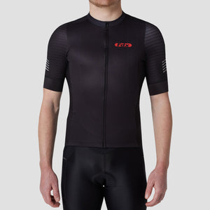 Fdx Mens Black Half Sleeve Cycling Jersey for Summer Best Road Bike Wear Top Light Weight, Full Zipper, Pockets & Hi-viz Reflectors - Essential