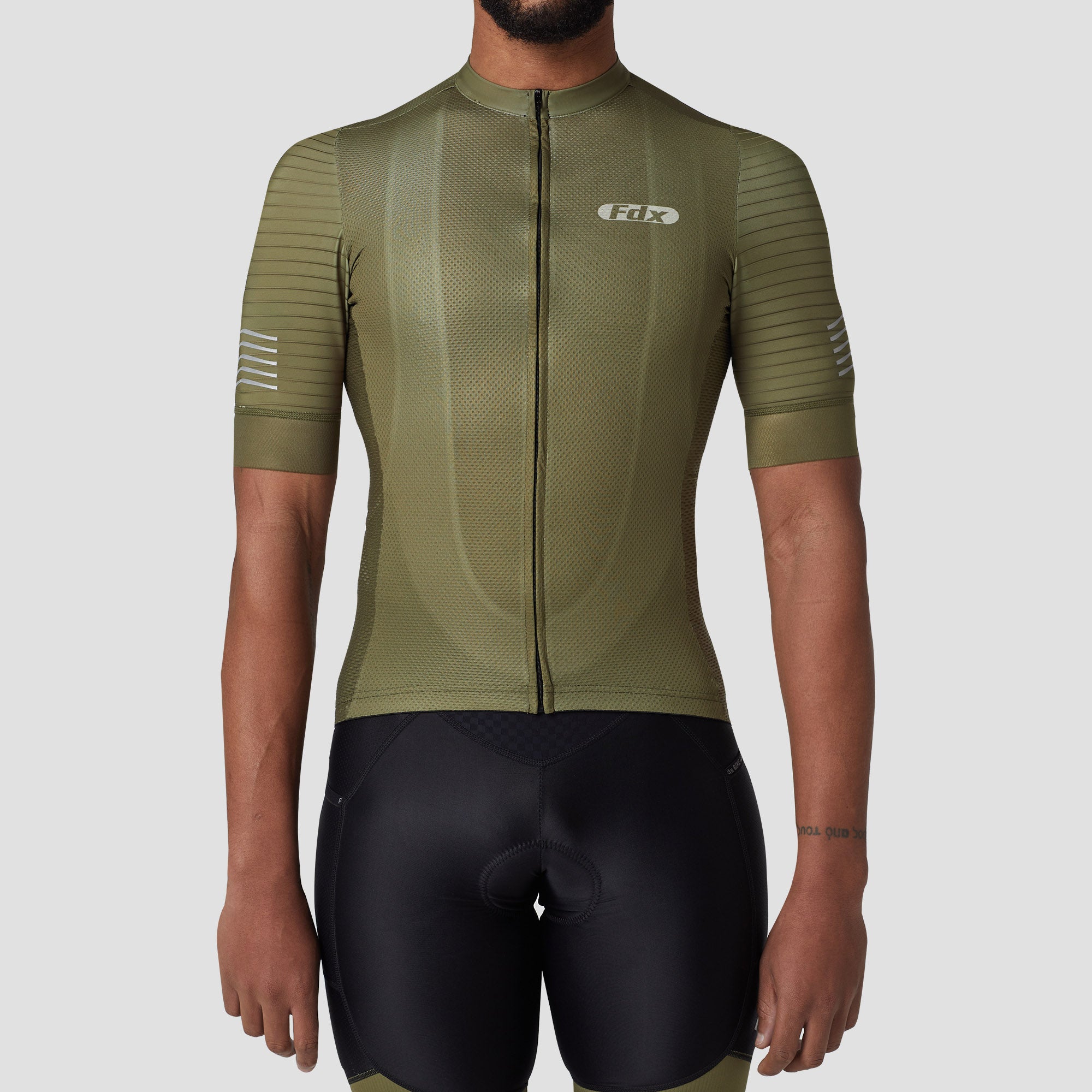 Fdx Mens Orange Sleeve Cycling Jersey for Summer Best Road Bike Wear Top Light Weight, Full Zipper, Pockets & Hi-viz Reflectors - Essential