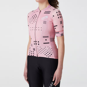 FDX Women’s Tea Pink short sleeves cycling jersey breathable quick dry top, lightweight skin friendly half sleeves summer biking shirt for outdoor sports