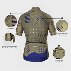 Fdx Mens Breathable Summer Short Sleeve Cycling Jersey Green Best Road Bike Wear Top Light Weight, Full Zipper, Pockets & Hi-viz Reflectors - All Day