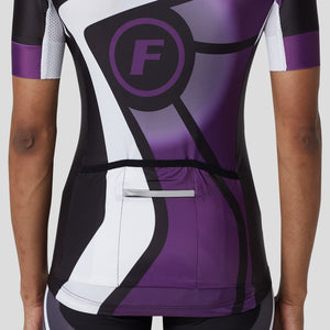 FDX Women’s short sleeves Purple & Black cycling jersey quick dry breathable top, skin friendly lightweight half sleeves summer biking shirt for sports outdoor
