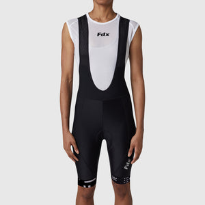 Fdx Women's Black Short Sleeve Cycling Jersey & Gel Padded Bib Shorts Best Summer Road Bike Wear Light Weight, Hi viz Reflectors & Pockets - All Day