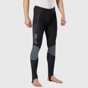 Fdx Mens Storage Pockets Gel Padded Cycling Tights Black & Grey For Winter Roubaix Thermal Fleece Reflective Warm Leggings - Thermodream Bike Long Pants