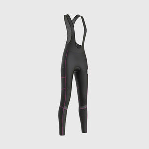Fdx Women's Black & Pink Gel Padded Bib Tights Pants for Winter Roubaix Thermal Fleece Road Bike Wear Windproof, Hi viz Reflectors & Pockets - All Day