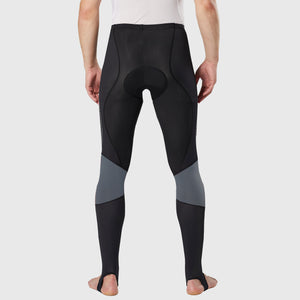Fdx Mens Hi-iz Reflective Gel Padded Cycling Tights Black & Grey For Winter Roubaix Thermal Fleece Reflective Warm Leggings - Thermodream Bike Long Pants