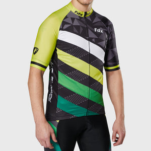 Fdx Mens Road Cycling Short Sleeve Jersey Yellow for Summer Best Road Bike Wear Top Light Weight, Full Zipper, Pockets & Hi-viz Reflectors - Equin