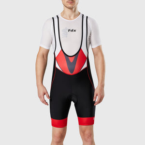Fdx Mens Black & Red Gel Padded Cycling Bib Shorts For Summer Best Outdoor Road Bike Short Length Bib - Velocity