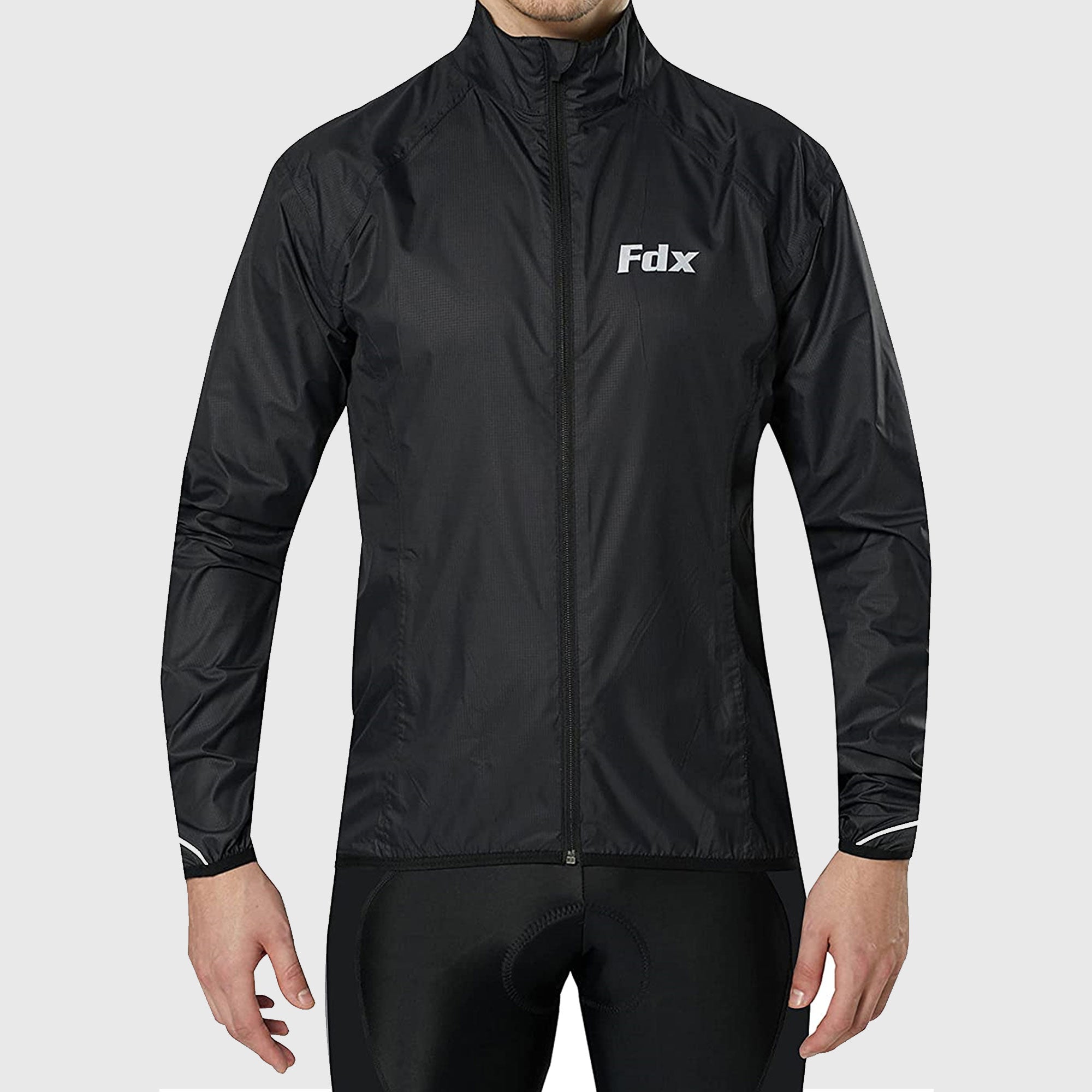 Fdx Men's Black Cycling Jacket for Winter Thermal Casual Softshell Clothing Lightweight, Shaver proof, Packable ,Windproof, Waterproof & Pockets