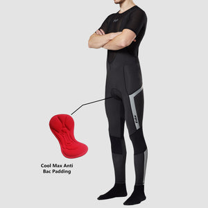 Fdx Mens Black Chamois Padded Cycling Bib Tights For Winter Roubaix Thermal Fleece Reflective Warm Leggings - Morvo Bike Pants