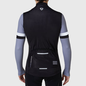 Fdx Mens Black & Grey Long Sleeve Cycling Jersey for Winter Roubaix Warm Fleece Road Bike Wear Top Full Zipper, Pockets & Hi-viz Reflectors - Limited Edition