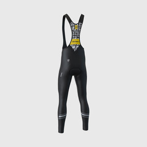 Fdx Womens Black Gel Padded Cycling Bib Tights For Winter Roubaix Thermal Fleece Reflective Stripes Warm Leggings - Limited Edition Bike Pants