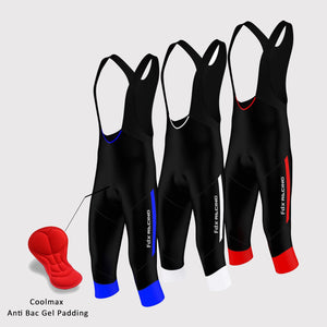 Fdx Mens Storage Pockets Gel Padded Cycling Bib Tights Black & Blue For Winter Roubaix Thermal Fleece Reflective Warm Leggings - Gallop Bike Pants