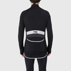 Fdx Mens Zipper Red Long Sleeve Cycling Jersey for Winter Roubaix Thermal Fleece Road Bike Wear Top, Pockets & Hi-viz Reflectors - Arch