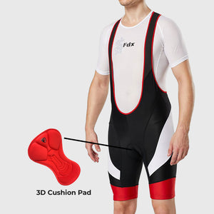 Fdx Mens Black & Red Gel Padded Cycling Bib Shorts For Summer Best Outdoor Road Bike Short Length Bib - Windsor
