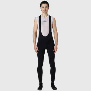 Fdx Men's road cycling gel padded bib tights pants mesh winter roubaix thermal fleece bike wear windproof, Hi-viz Reflectors & Pockets Black -Limited Edition