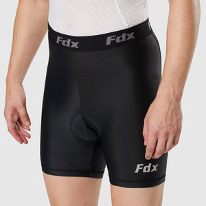 FDX Black Men's Padded Under Short Lightweight Breathable Quick Dry Fabric Electric Gripper MTB Liner UK