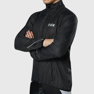 Fdx Waterproof Men's Black Cycling Jacket for Winter Thermal Casual Softshell Clothing Lightweight, Shaverproof, Packable ,Windproof, Pockets