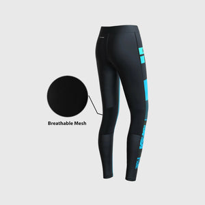 Fdx Sky Blue & Black Compression Tights Leggings Gym Workout Running Athletic Yoga Elastic Waistband Stretchable Breathable Training Jogging Pants - Amrap