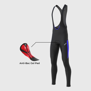 Fdx Mens Black & Blue Chamois Padded Cycling Bib Tights For Winter Roubaix Thermal Fleece Reflective Warm Leggings - Arch Bike Pants