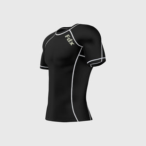 Fdx Mens Quick Dry Short Sleeve Compression Top Black Running Gym Workout Wear Rash Guard Stretchable Breathable Baselayer Shirt- Cosmic
