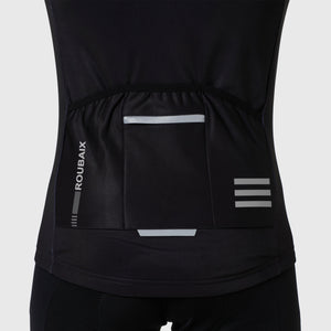 Fdx Best Mens Black & Grey Long Sleeve Cycling Jersey for Winter Roubaix Thermal Fleece Road Bike Wear Top Full Zipper, Pockets & Hi-viz Reflectors - Limited Edition