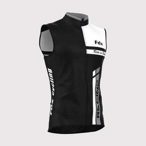 Fdx Sleeveless Cycling Gilet Vest for Men's White & Black Winter Clothing Hi-Viz Reflectors, Lightweight, Windproof, Waterproof & Pockets - Adrenaline