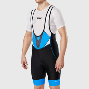 Fdx Mens Black & Blue Gel Padded Cycling Bib Shorts For Summer Best Outdoor Road Bike Short Length Bib - Velocity