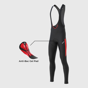 Fdx Mens Black & Red Chamois Padded Cycling Bib Tights For Winter Roubaix Thermal Fleece Reflective Warm Leggings - Arch Bike Pants