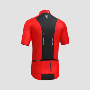 Fdx Mens Storage Pockets Short Sleeve Cycling Jersey Red for Summer Best Road Bike Wear Top Light Weight, Full Zipper, Pockets & Hi-viz Reflectors - Pace